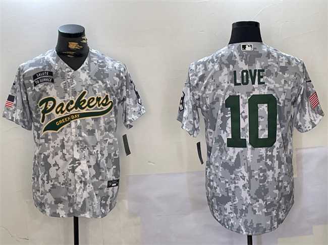 Men%27s Green Bay Packers #10 Jordan Love 2024 Arctic Camo Salute To Service Stitched Baseball Jersey->green bay packers->NFL Jersey